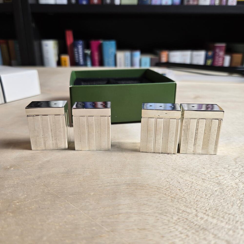 Kate Spade Library Stripe mini salt pepper shakers 2 pairs